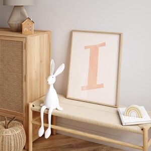 Buchstabe I druckbare Kunst | Monogramm Initialen | Modernes Kinderzimmer Dekor | Kinder Alphabet Druck | Druckbares Geschenk | Rosa Buchstaben Poster