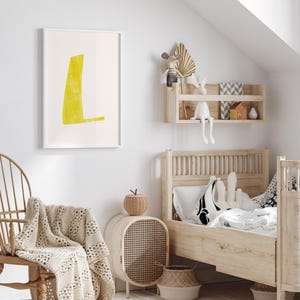 Letter L Printable Wall Art | Monogram Initials | Modern Nursery Decor | Kids Alphabet Print | Printable Gift | Yellow Letter Poster