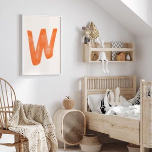 Letter W Printable Wall Art | Monogram Initials | Modern Nursery Decor | Kids Alphabet Print | Printable Gift | Red Letter Poster
