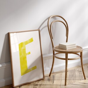 Letter E Printable Wall Art | Monogram Initials | Modern Nursery Decor | Kids Alphabet Print | Printable Gift | Yellow Letter Poster