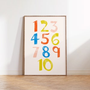 Kids Number 1-10 Wall Print | Educational Nursery Art | Number Poster | Printable Educational Poster | Nursery Number Art | 1-10 Print