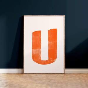 Buchstabe U druckbare Kunst | Monogramm Initialen | Modernes Kinderzimmer Dekor | Kinder Alphabet Druck | Druckbares Geschenk | &quot;Roter Buchstabe &quot;&quot;Poster&quot;&quot;.&quot;