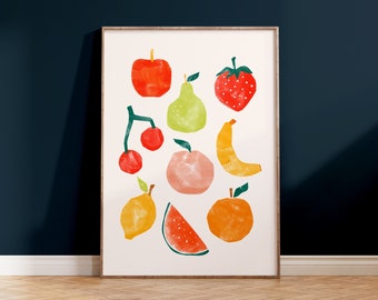 Fruit Salad Printable Wall Art | Kids Decor | Kitchen Art | Montessori Nursery Poster | Downloadable Art | Fruit Market Print | Fruit Poster