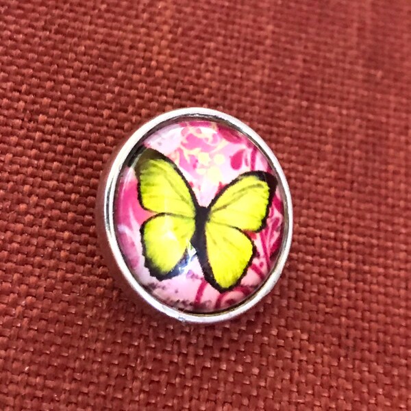 Pink Butterfly SNAP Button Charm, Womens Gift, Children Gift