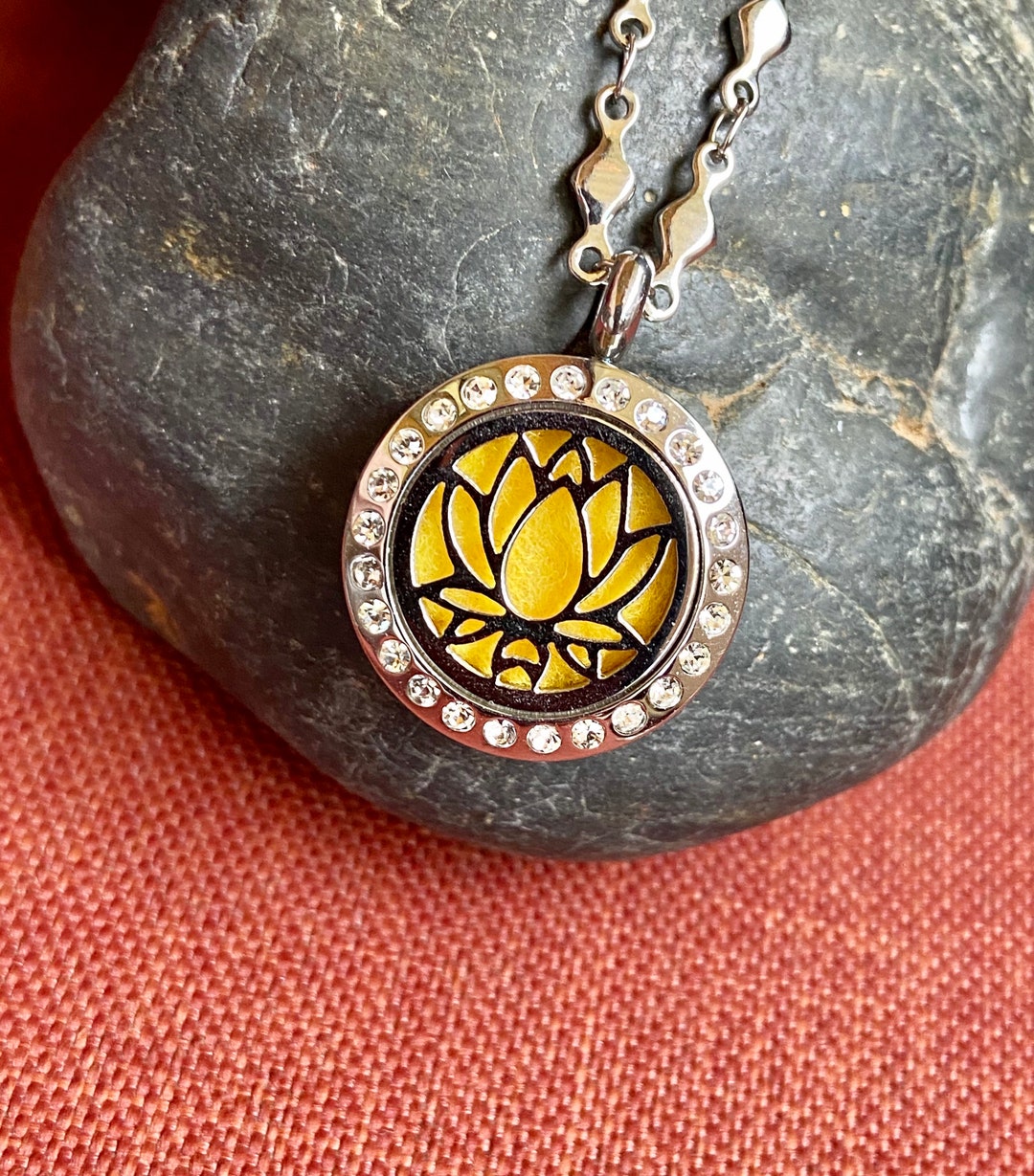 Lotus Flower Aromatherapy Locket Necklace for Essential Oils Etsy