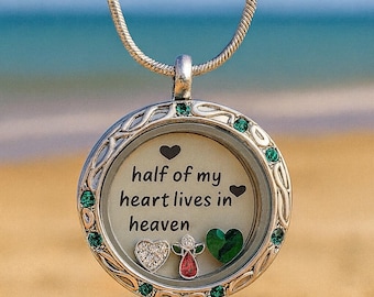 Memorial Locket Necklace – Angel Charms Keepsake, Bereavement Gift