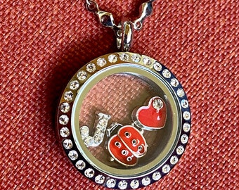 Ladybug Necklace, Personalize with Initial, Gift Box Included