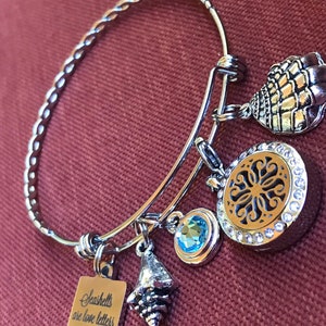 Personalized Stainless Steel Bangle Bracelet For Women With Charms, Girls Bangle Bracelet