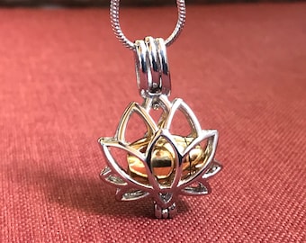 Lotus Flower Cremation Jewelry Pendant For Human Ashes | Memorial Jewelry