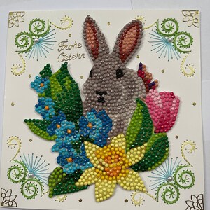 Carte de Pâques graphique en fil fait main et peinture diamant