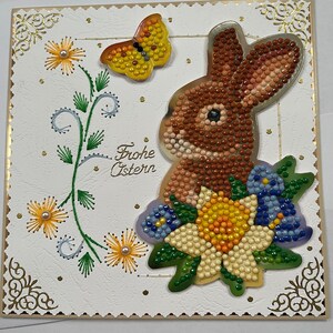Carte de Pâques graphique en fil fait main et peinture diamant