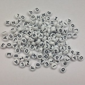 Letters beads round white