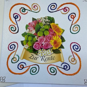 Handmade Thread Art Retirement Card