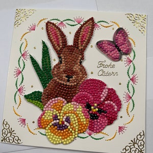 Carte de Pâques graphique en fil fait main et peinture diamant