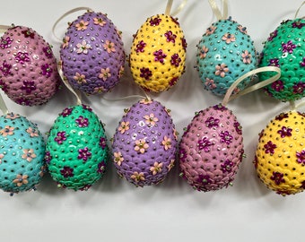 Handmade sequin eggs