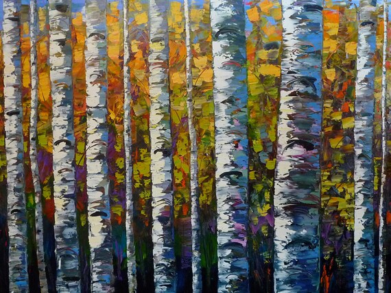 Birch Tree Art Print Aspen Tree Art Print Abstract Tree Art Etsy