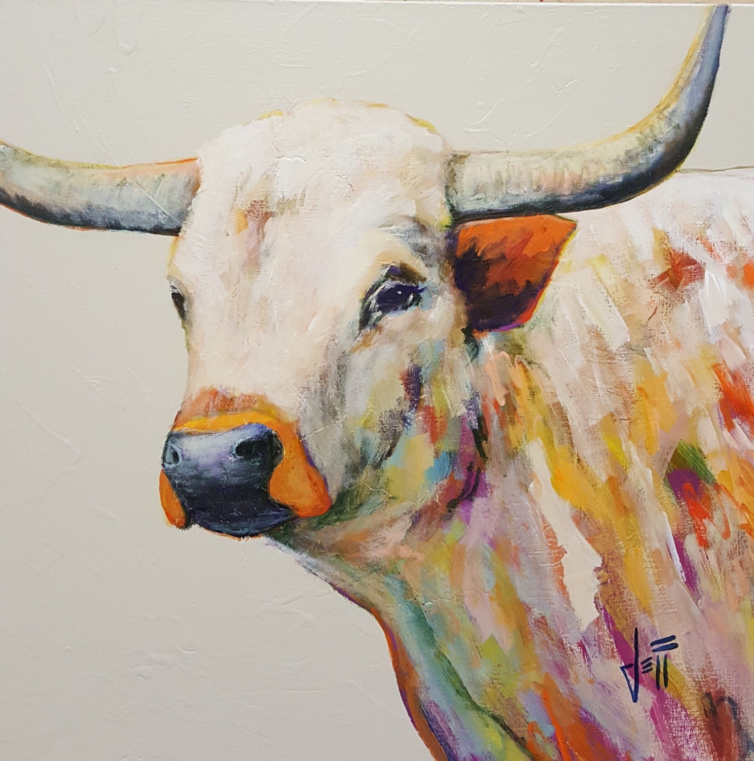 Longhorn steer art print//Texas longhorn art print//Longhorn Etsy