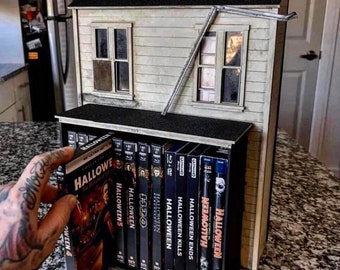 Halloween Inspired Myers House media storage Diorama for blu rays dvds vhs unique piece of horror art ! Great gift! movies not included