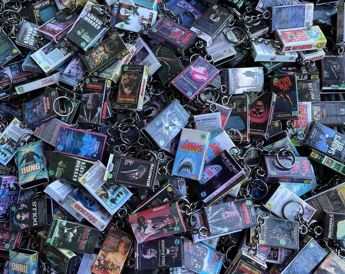 Miniature VHS inspired movie keychain charm tons of titles You Choose!