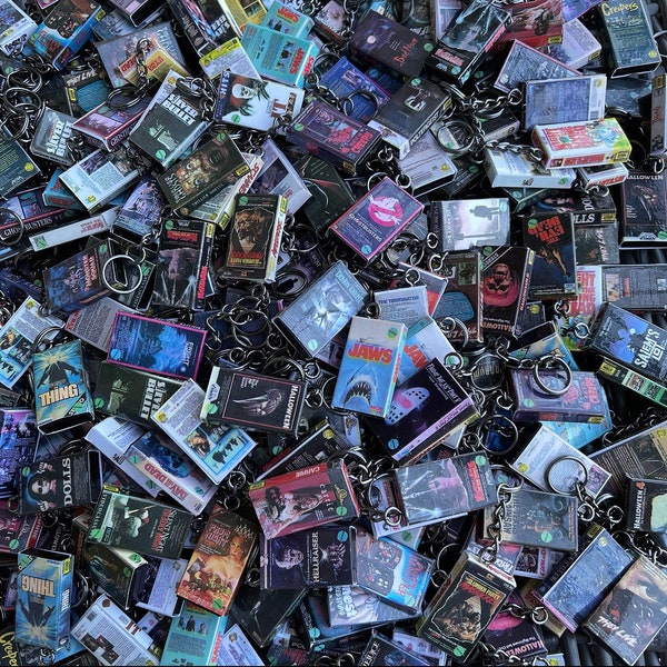 Miniature VHS inspired Movie kaychains charms 1.25” x .75” Lots of titles You Choose! see vid!