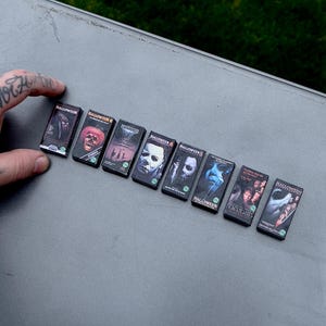 Halloween inspired Mini VHS Magnet Set 1-8 double sided magnets great gift set!