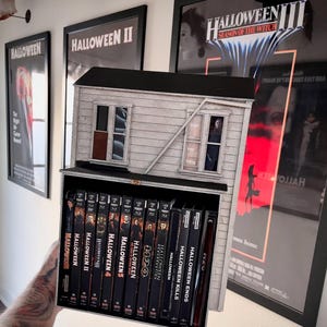 Halloween michael Myers inspired Media storage Diorama house for blu rays dvds vhs movies not included