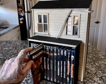 Halloween Inspired Myers House media storage Diorama for blu rays dvds vhs unique piece of horror art ! Great gift! movies not included