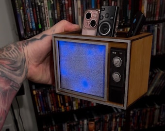 Retro tv Remote storage box made from Real Wood!  Lights up!