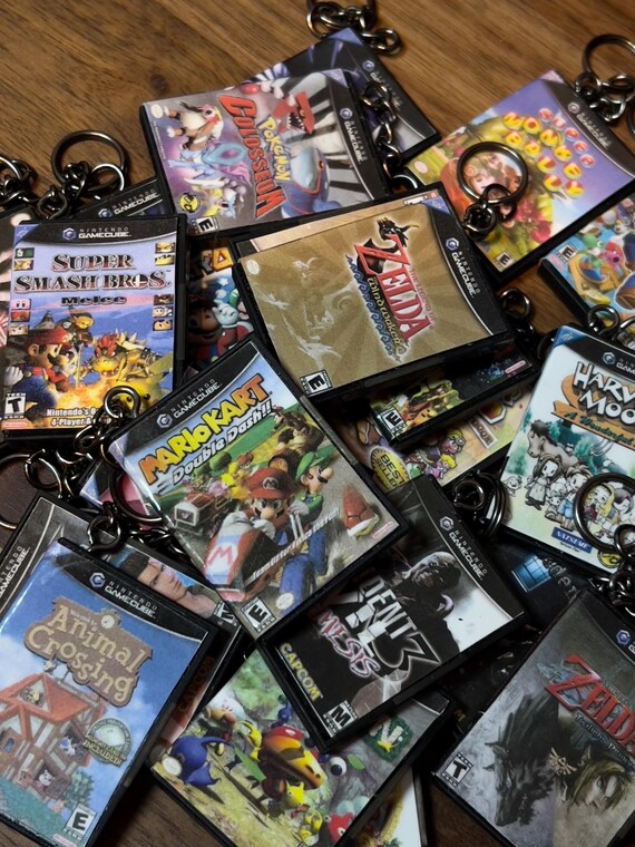 Gamecube inspired game keychains any game! miniature game keychains charms