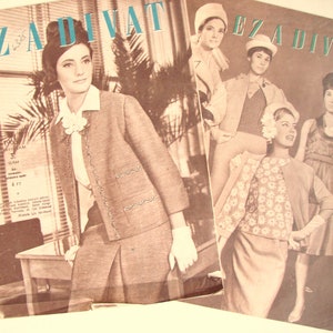 1960 年代のハンガリーのヴィンテージ ファッション マガジン 2 冊セット、1963 年デザイン 洋服、紙製エフェメラ、女性向けギフト、ハンガリーで印刷