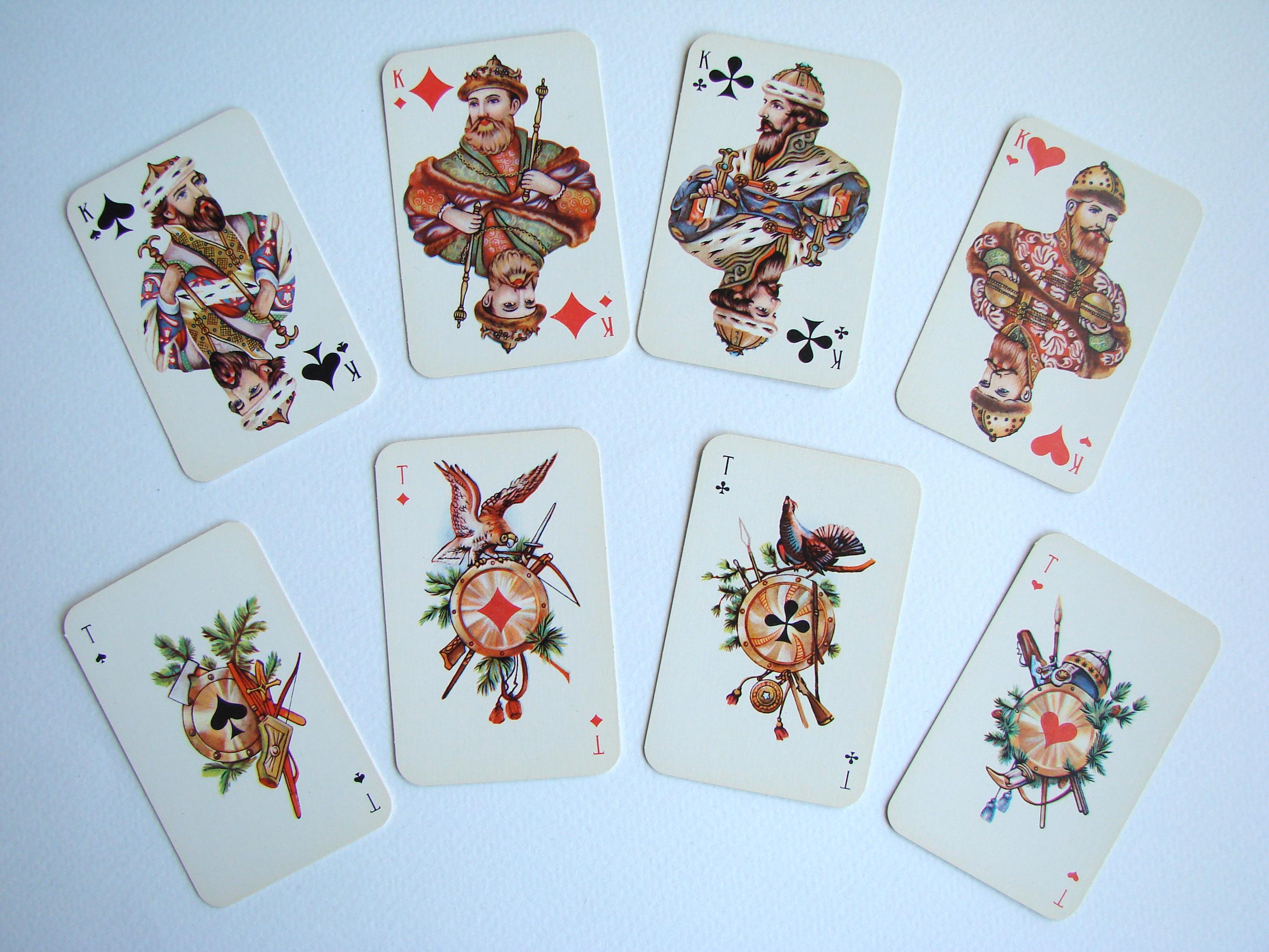 Vintage 80s Patience Playing Cards, Russian Style, Soviet Cards
