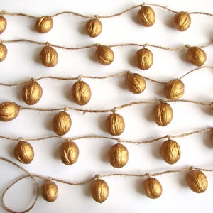 Gouden notenslinger, kerstboomornament, gouden walnoten, bruiloftdecoratie, vakantiedecor, cottage-chic decor