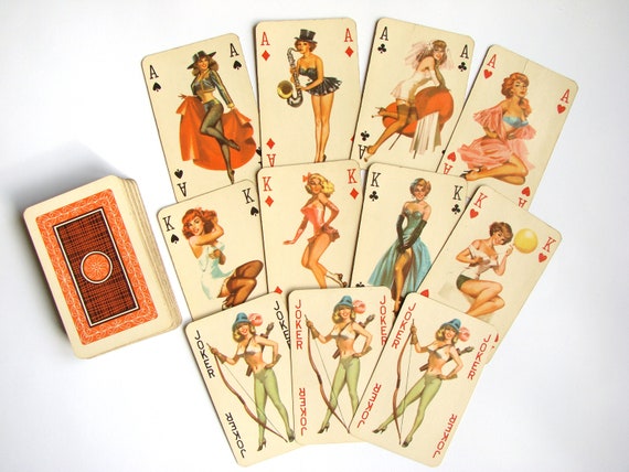 Minder dan luisteraar ontslaan Vintage pin-up speelkaarten jaren '60 dek van 55 kaarten - Etsy Nederland