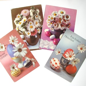 Vintage 80er Jahre DDR Postkarte, 4er Set, Frohe Ostern, Grußkarte zum Sammeln, unsigniert, ungepostet, Made in GDR
