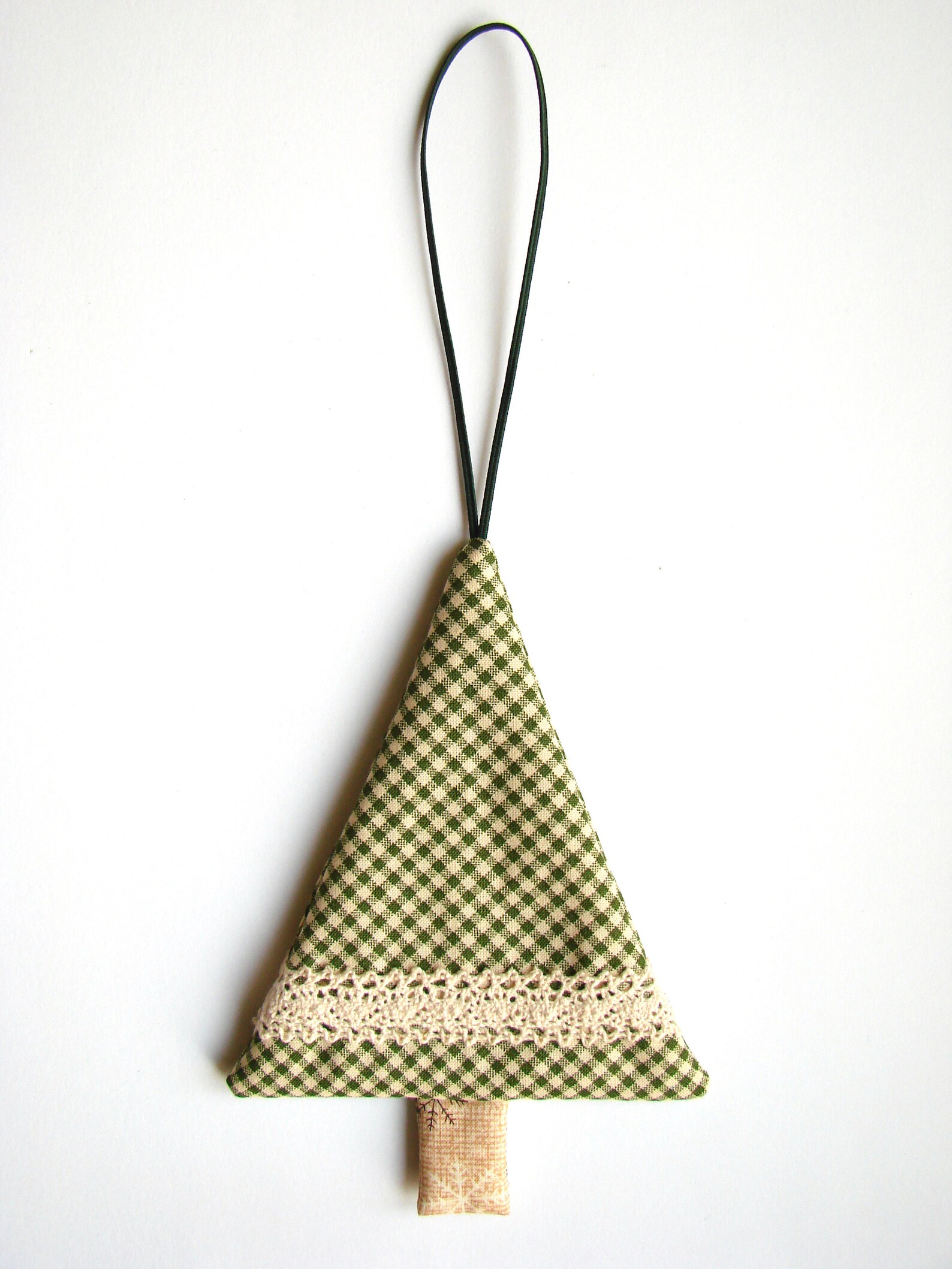 Hanging Fabric Christmas Tree Ornaments, Set of 3, Party Favors, Rustic ...