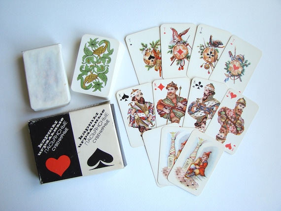 Vintage 80s Patience Playing Cards, Russian Style, Soviet Cards