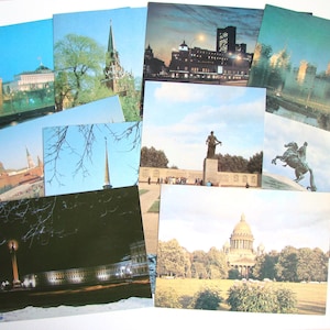 Cartões-postais soviéticos vintage dos anos 80, conjunto com 10, cartões-postais de viagem, Moscou e Leningrado, propaganda comunista, cartão colecionável, sem assinatura, fabricado na URSS