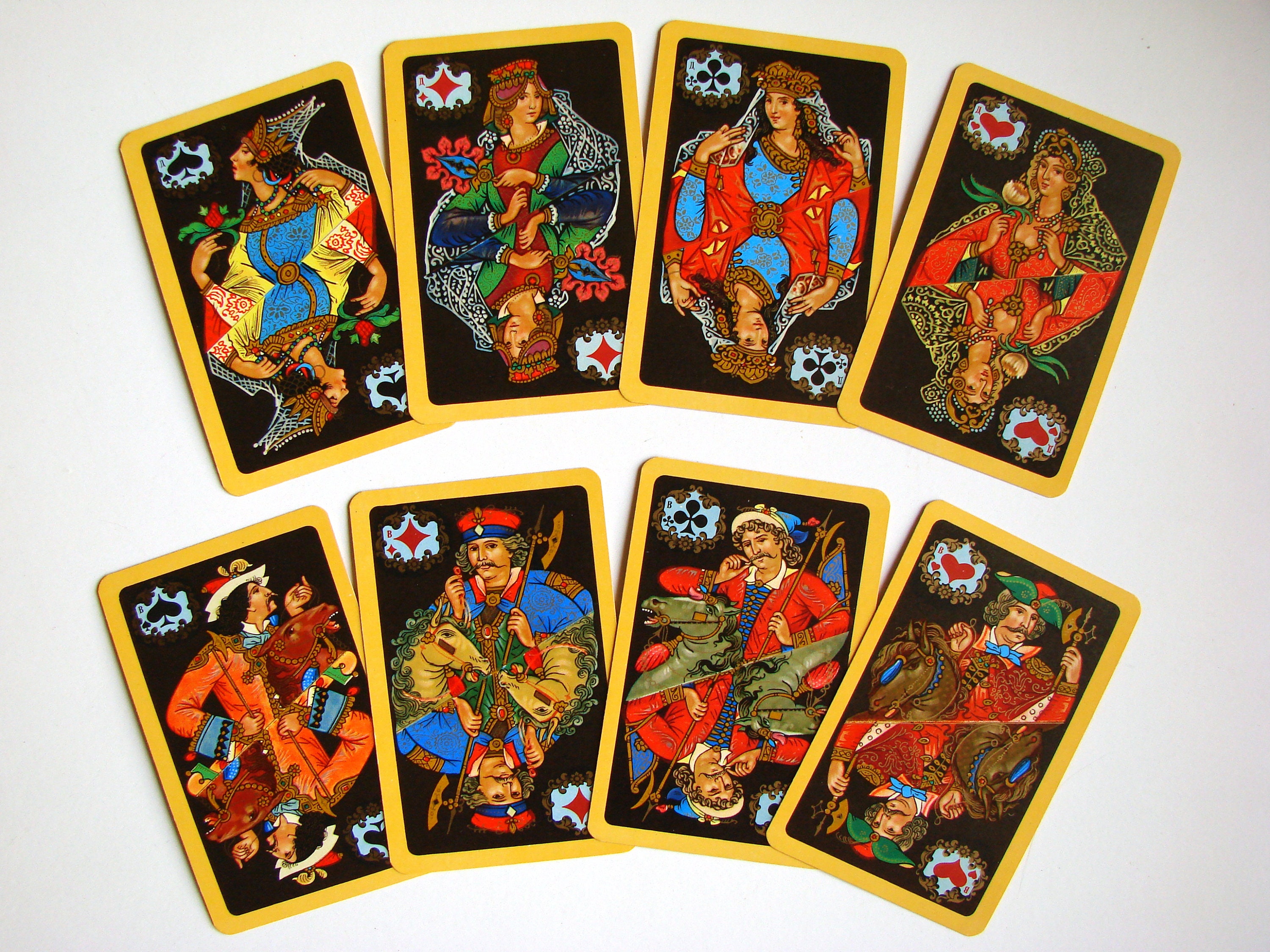vintage-playing-cards-90s-palekh-russian-style-soviet-cards-etsy