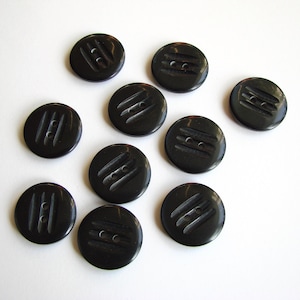 Vintage 80s black moonglow plastic buttons, Set of 10, Round buttons 23 mm, 7/8 inch, Made in East Germany, GDR