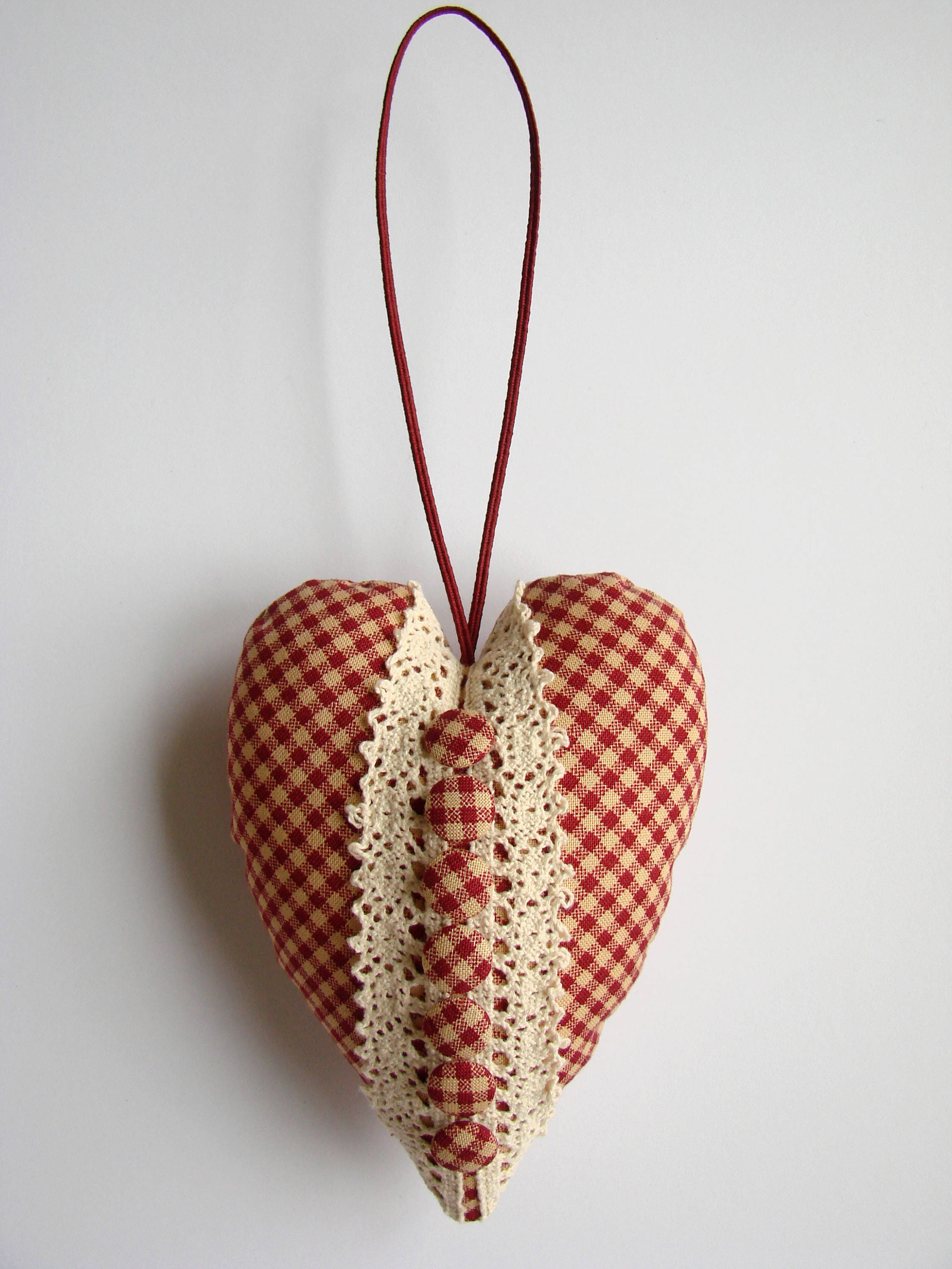 Hanging Fabric Heart Christmas Tree Ornaments Valentine Etsy
