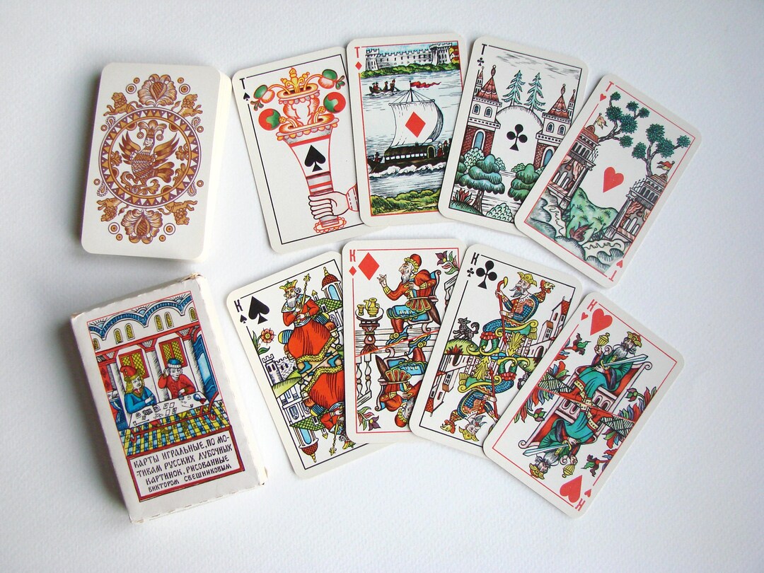 80年代のヴィンテージトランプ、ソ連時代のカードゲーム、ロシアのお