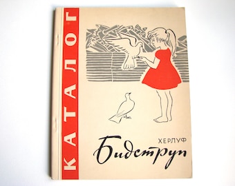 Vintage brochure with drawings and cartoons by Herluf Bidstrup, Russian edition, Art book, Printed in USSR 60s