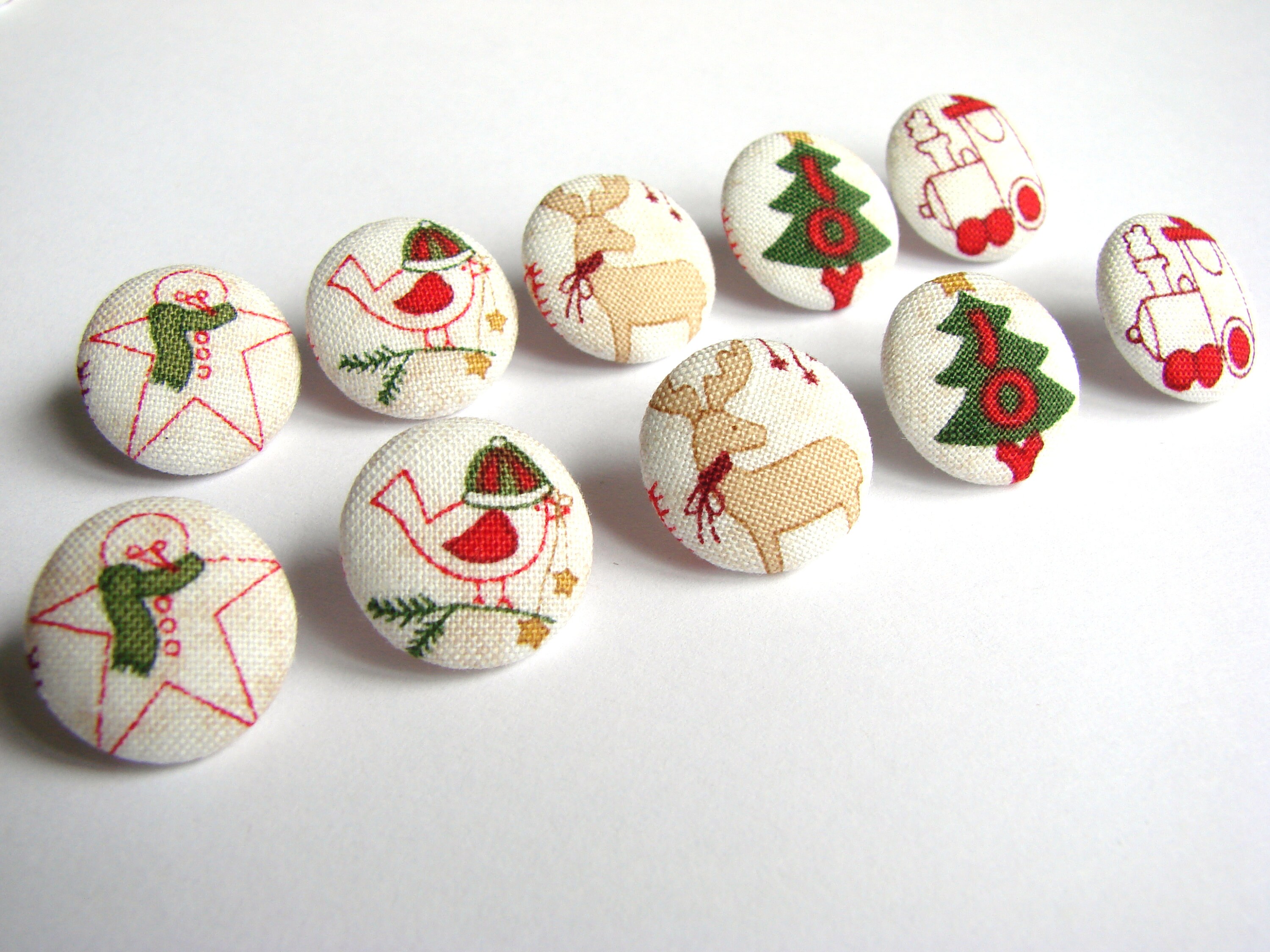 Handmade Fabric Buttons 10 pcs Christmas Decoration Etsy