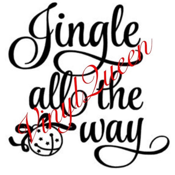 Jingle All The Way Christmas Vinyl Decal Frame Gift Quote Jingle Bells Festive DIY Sticker Ikea Ribba Frame Handmade Shadow Box Glass Block