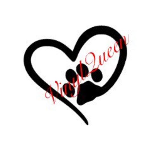 Heart with paw vinyl decal sticker quote animal dog cat pet gift life laptop phone sticker fur baby Ikea ribba frame handmade DIY memorial