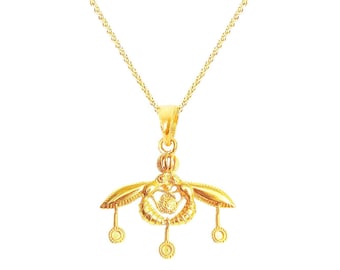 Ancient Greek Minoan Bees Pendant Mélissa in 24K Gold Vermeil, Minoan Bees Pendant, Greek Bee Pendant, Greek Jewelry, Malia Bees Pendant