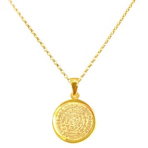 Greek Phaistos Disc 14K Solid Gold Pendant on Matching Chain, Phaistos Disc, Phaistos Disk, Greek Jewelry, Ancient Greece Coin Necklace