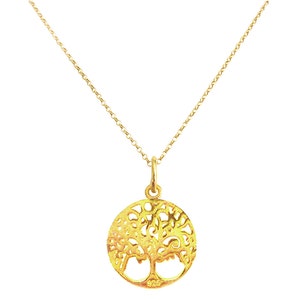 Tree of Life Round Pendant Necklace 24K Gold Vermeil or Sterling Silver, Tree of Life Charm, Ancient Greek, Greek Jewelry, Symbolic Jewelry