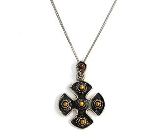 Greek Byzantine Cross on Matching Chain in Sterling Silver, Byzantine Cross, Greek Cross, Byzantine Jewelry, Greek Jewelry, Ancient Greece