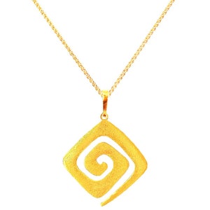Griechischer Schlüssel Matte Gold Anhänger Halskette, Meander, griechische Schlüssel Halskette, griechischer Schlüssel Anhänger, griechischer Schmuck, griechische Halskette, antikes Griechenland